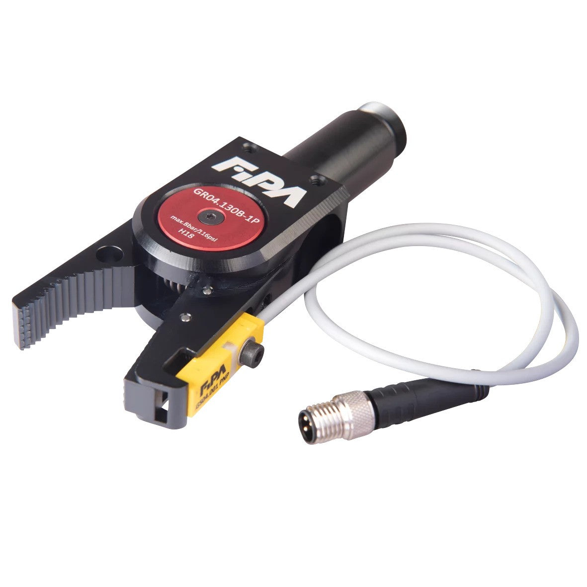 GR04.130B-1P Series 130 Gripper, Sawtooth jaws round, direct monitoring, PNP, one switching point