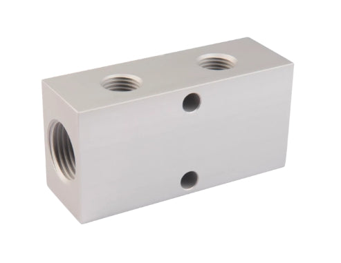 79.023 Manifold; length: 80 mm Thread: 2 x 1/2"; 2 + 2 x G1/4; Aluminium
