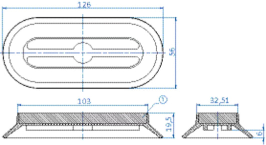 9.125x55.012.4 Oval vacuum cup 122x50 mm NR brown, carrier: steel